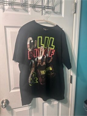 Black Short-Sleeve Graphic Tee with Neon Accents